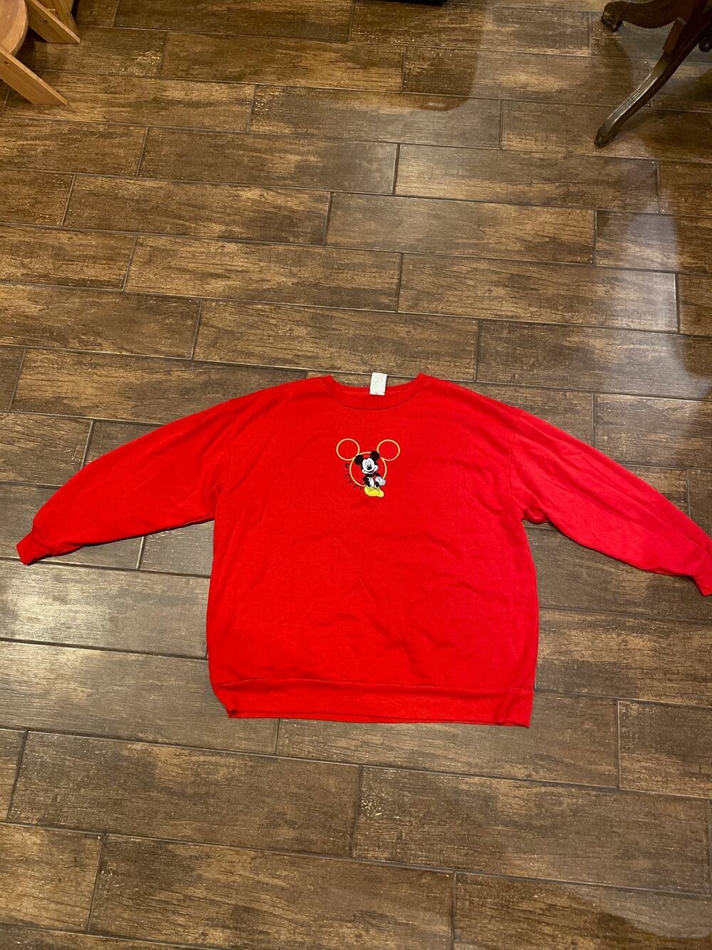 Vintage Disney Mickey Mouse Embroidered Red Crewneck Sweatshirt Made in USA